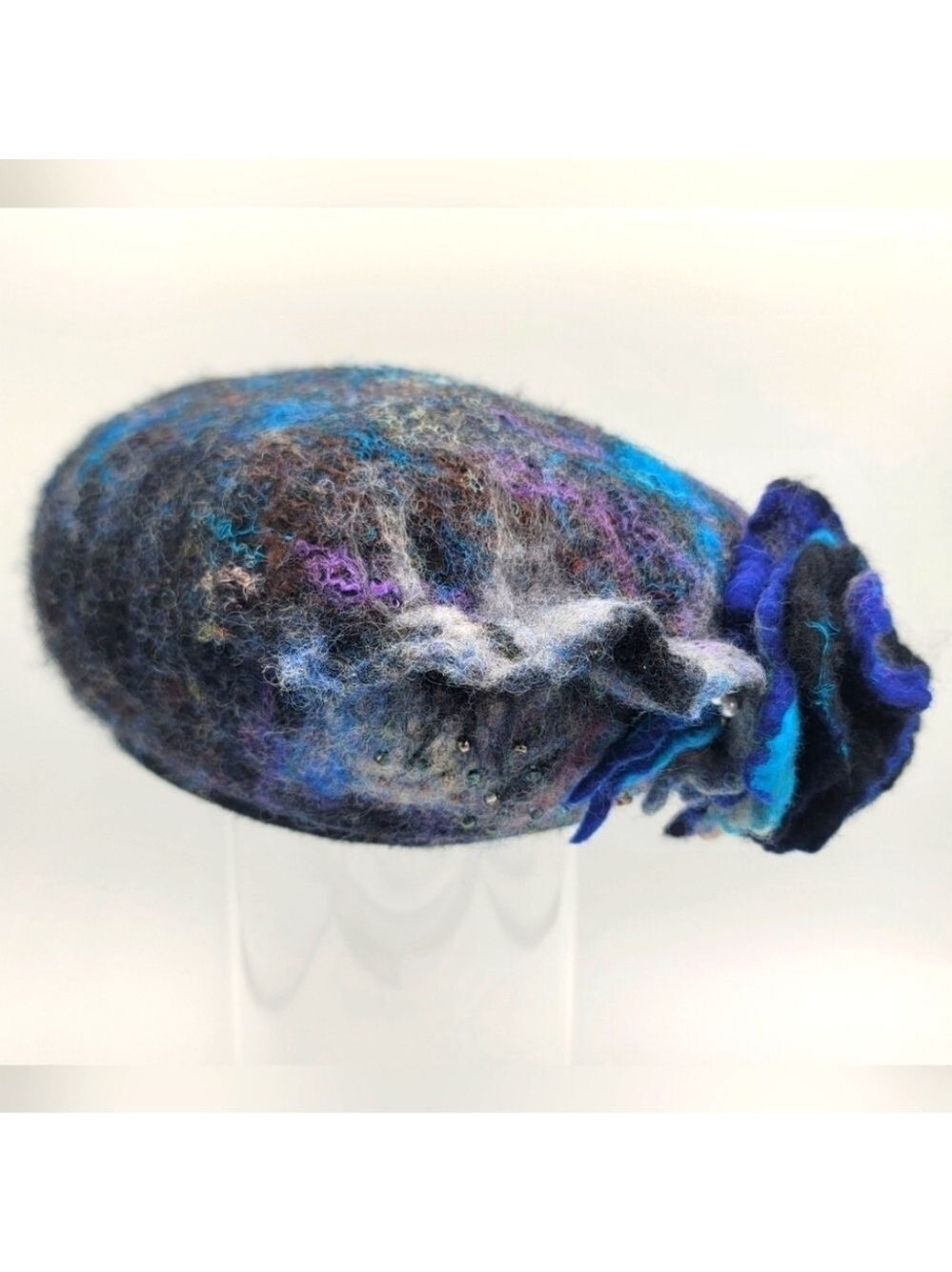 Hat Merino Wool Hand Felted With Embellishments #912